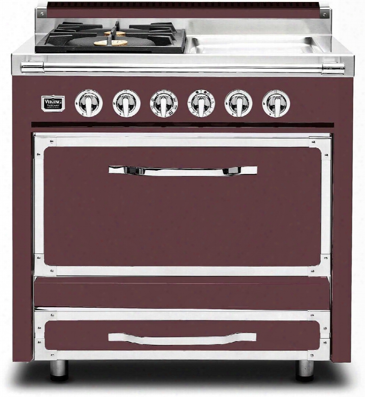 Tvdr360-2gbx 36" Tuscany Series Professional Dual Fuel Rang Ewith 2 Sealed Burners And A Griddle Storage Drawer Electronic Spark Ignition And Porcelain