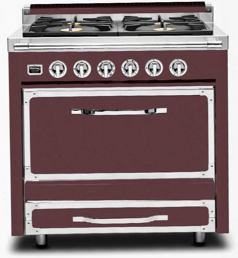 Tvdr360-4bbx 36" Tuscany Series Professional Dual Fuel Range With 4 Sealed Burners Storage Drawer Electronic Spark Ignition And Porcelain Coated Cast Iron