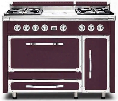Tvdr480-4fbx 48" Tuscany Series Professional Dual Fuel Range With 4 Sealed Burners And A French Top Dual Ovens And Porcelain Coated Cast Iron Grates In
