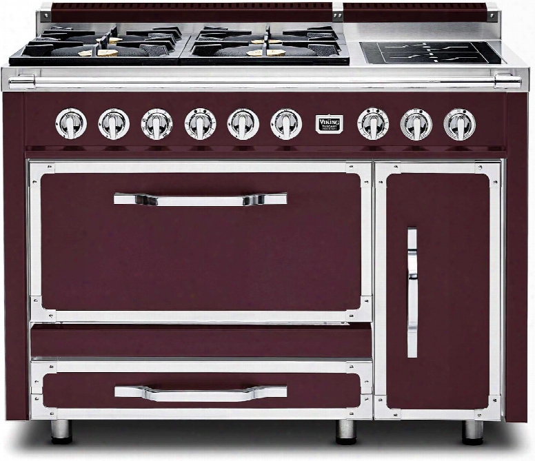 Tvdr480-4ibx 48" Tuscany Series Professsional Dual Fuel Range With 4 Sealed Burners And 2 Induction Elements Dual Ovens And St Orage Drawer In