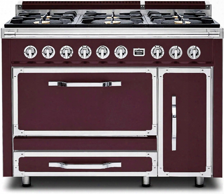 Tvdr480-6bbx 48" Tuscany Series Professional Dual Fuel Range With 6 Sealed Burners Dual Ovens Storage Drawer And Porcelin Coated Cast Iron Grates In