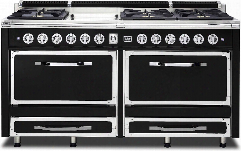 Tvdr6606ggb 66" Tuscany Series Dual Fuel Freestanding Range With 6 Sealed Burners Griddle Dual Electric Ovens With 7.6 Cu. Ft. Capacity Double Storage