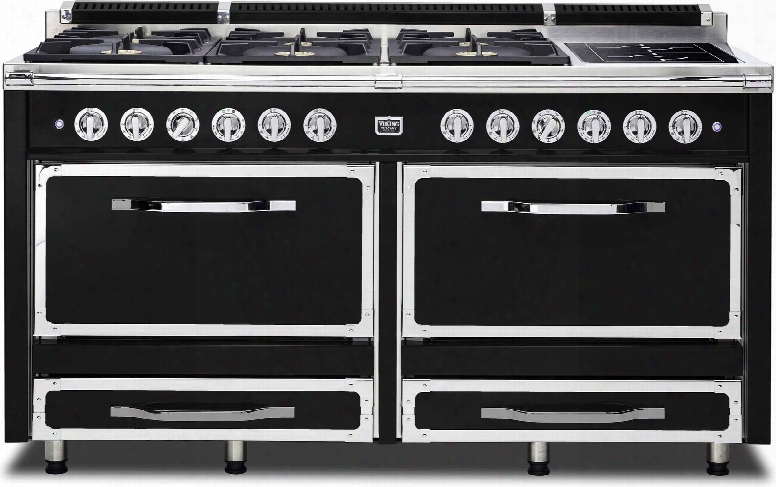 Tvdr6606igb 66" Tuscany Series Dual Fuel Freestanding Range With 6 Sealed Burners And 2 Induction Elements Dual Electric Ovens With 7.6 Cu. Ft. Capacity