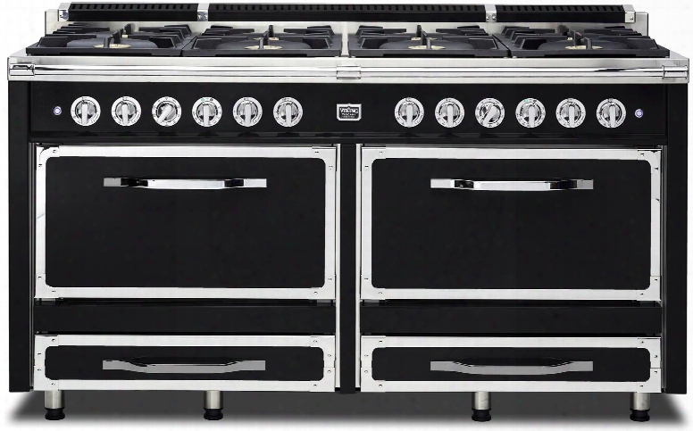 Tvdr6608bgb 66" Tuscany Series Dual Fuel Freestanding Range With 8 Sealed Burners Dual Electric Ovens With 7.6 Cu. Ft. Capacity Double Storage Drawer In