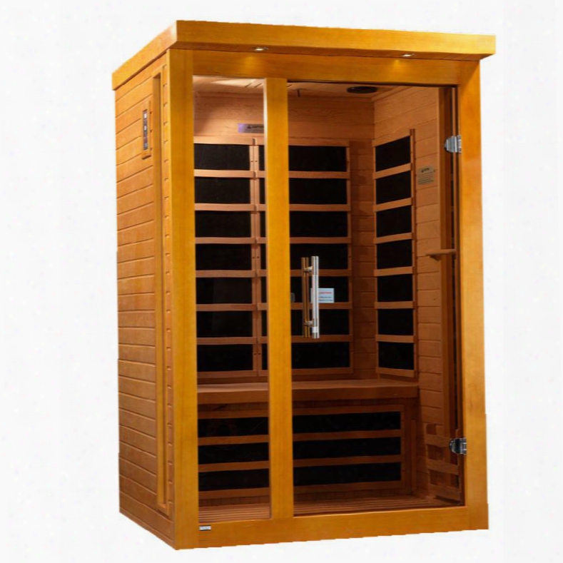 Vienna Edition Dyn-6215-01 75" Far Infrared Sauna With 2 Person Capacity 6 Carbon Heating Elements Chromotherapy Lighting And Tempered Glass