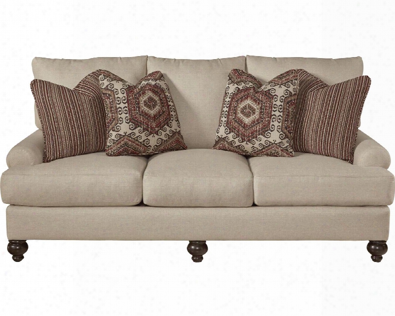 Westchester Collection 3232-03 2859-94/1855-16 85" Sofa With Turned Legs Four Throw Pillows And Recessed Rolled Arms In