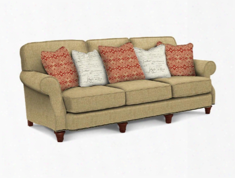 Whitfield Collection 3666-3q/4279-80/8949-64/8320-91 98" Sofa With Fabric Upholstery Rolled Arms Nail Head Trim And Traditional Style In Beige With Walnut