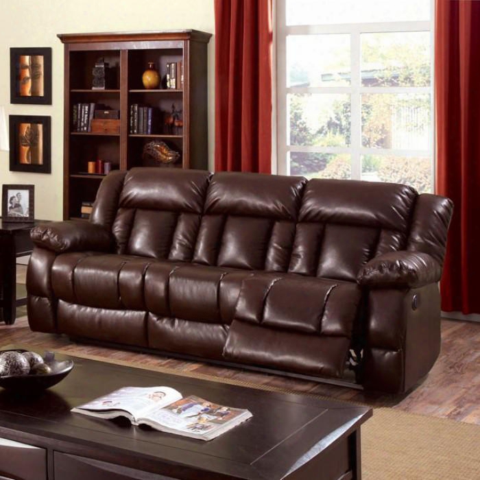 Wimbledon Collection Cm6314-sf 89" Power-assist Reclining Sofa With Plush Cushions Pillow Top Arms And Bonded Leather Match In