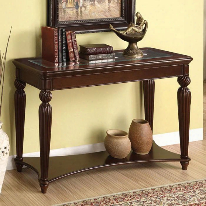 Windsor Collection Cm4390s 52" Sofa Table With 5mm Beveled Tempered Glass Top Display Top Reeded Legs And Bottom Shelf In Dark