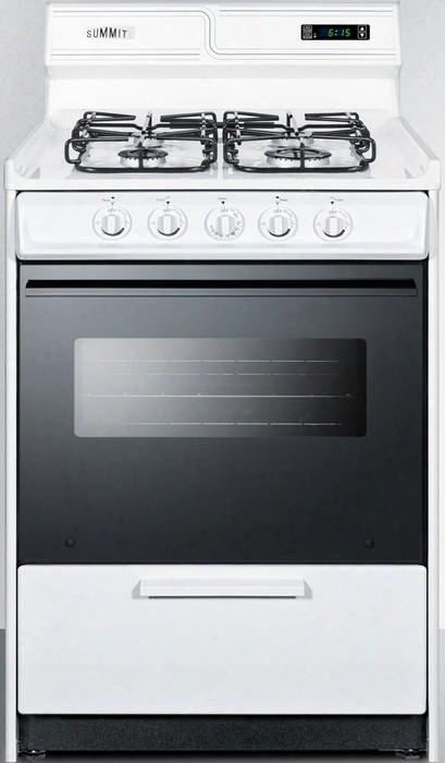 Wtm6307dks 24" Gas Range With 2.92 Cu. Ft. Capacity Porcelain Cooktop Surface 4 Sealed Burners Digital Clock And Ti Mer In