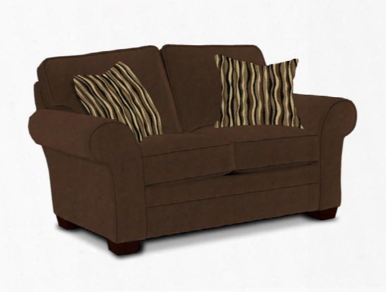 Zachary Collection 7902-1q/7973-87/7978-85 67" Loveseat With Fabric Upholstery Rolled Arms Piped Stitching Anf Casual Style In Brown With Affinity