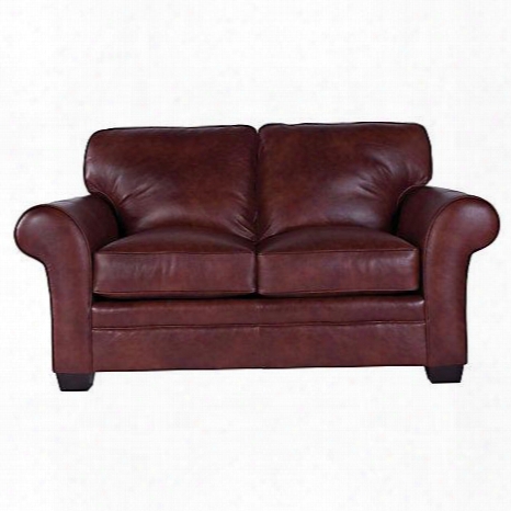 Zachary Collection L7902-1q/0063-22 67" Loveseat With Leather Upholstery Rolled Arms Piped Stitching And Casual Style In Brown With Affinity