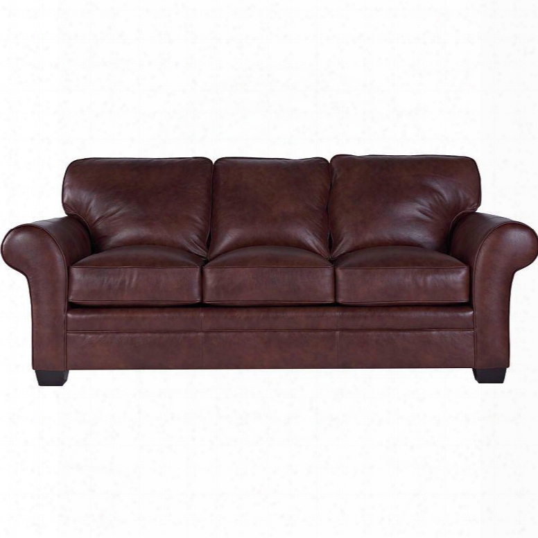 Zachary Collection L7902-7q/0063-22 89" Queen Goodnight Sofa Sleeper With Leather Upholstery Rolled Arms Piped Stitching And Casual Style In Brown With