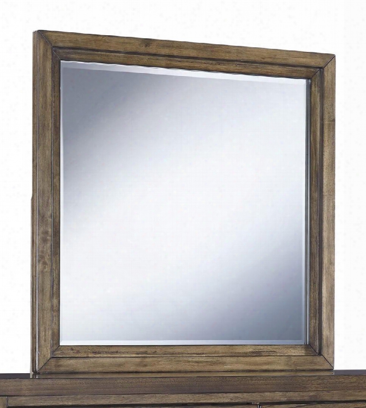 Zilmar Collection B548-36 33" X 33" Bedroom Mirror With Beveled Glass Wood Grain Details And Made With Mindi Veneers And Hardwood Solids In