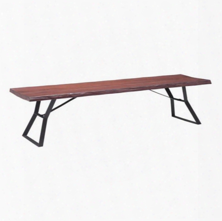 100504 Omaha Collection 7-" Coffee Table With Unique Angled Metal Base And Rectangular Wood Top In Distressed Cherry Oak
