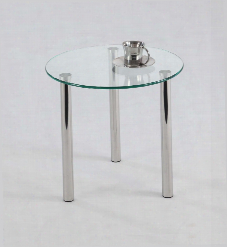 3219-lt Three-leg Clear Glass Lamp Table Top With Stainless Steel