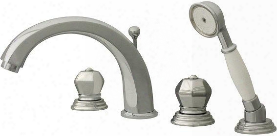 514423tfp Blairhaus Washington Deck Mount Tub Filler Set With Sooth Lined Arcing Spout Crown--shaped Turn Handles Beveled Escutcheons Hand Held Shower With