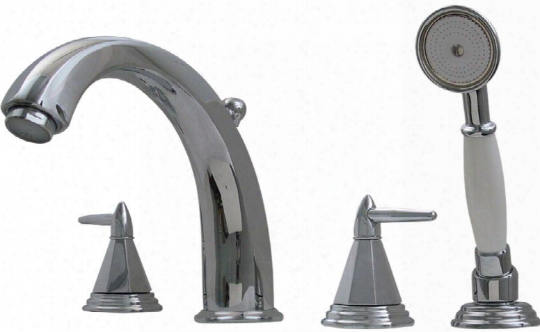 514453tfp Blairhaus Monroe Deck Mount Tub Filler Set With Smooth Lined Arcing Spout Octagon-shaped Lever Handles Beveled Escutcheons Hand Held Shower With