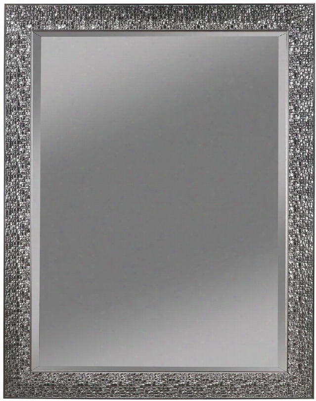 Accent Mirrors 901998 44" X 56" Accent Mirror With Beveled Edge And Colored Mosaic Frame In Black