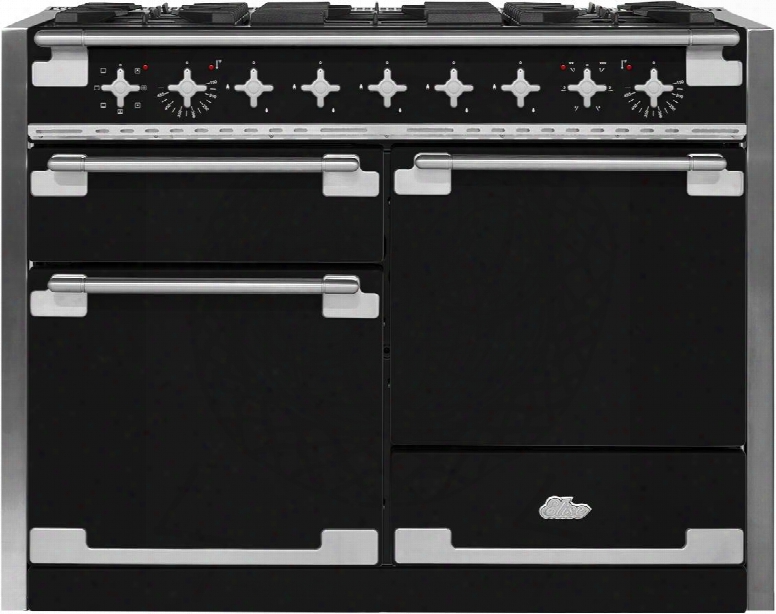 Ael48dfmbl 48" Aga Elise Dual Fuel Range With 6 Cu. Ft. Oven Capacity Convection Bake Broiler Easyclean Enamel Sealed Burenrs Interlocking Matte Cast Iron