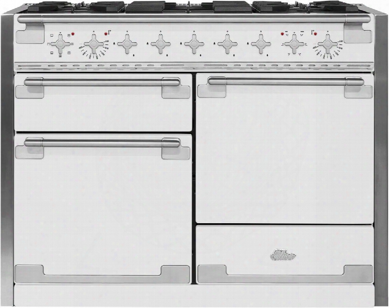 Ael48dfwht 48" Aga Elise Dual Fuel Range With 6 Cu. Ft. Oven Capacity Convection Bake Broiler Easyclean Enamel Sealed Burners Interlocking Matte Cast Iron