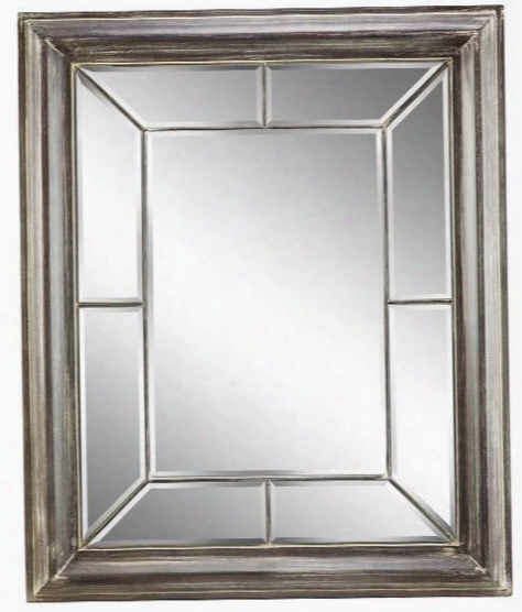 Akira Villa 13427 58" Wall Mirror With Geometric Designs Faded Finish And Paneled Inner Frame In