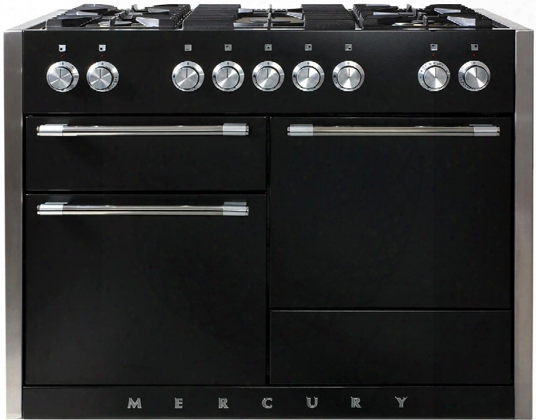 Amc48dfmbl 48" Freestanding Dual Fuel Range With 5 Sealed Brass Burners 7k Btu Power Burner Continuous Enamel Coated Grates Infinite Style Burner Controls