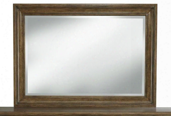 American Attitude 8854030 50" X 36" Landscape Mirror With Beveled Edge Mitered Frame Oak Veneers And Hardwood Solids Construction In Medium Wood