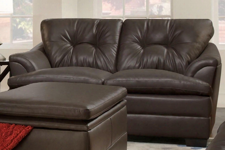 Apollo 5122-02 65" Loveseat With Rolled Arms Faux Leather Tufted Detailing And Block Feet In