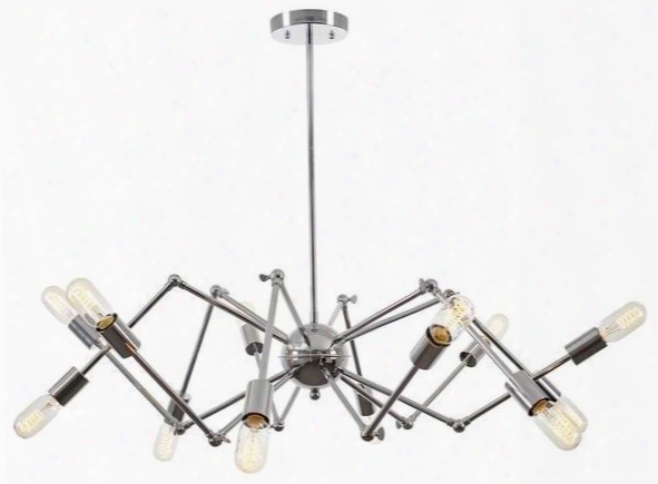 Arachnid Collection Ls-c111-crm 20"-44" Adjustable Chandelier With 12 Bulb Capacity Led Light Compatible And Iron Construction In Chrome