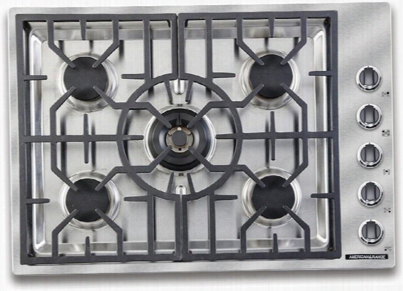 Ardct-305n 30" Gas Cooktop With 5 Sealed Burners Low Simmer 500 Btu Setting Brass Burner Heads Porcelain Burner Caps Die Cast Black Satin Knobs With Chrome