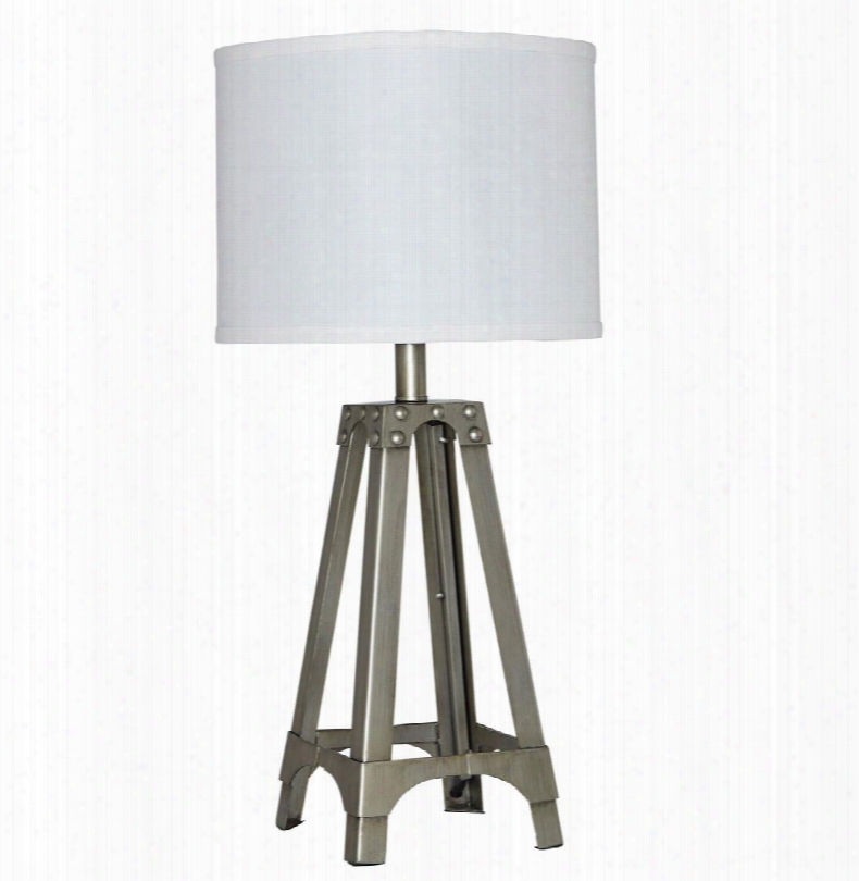 Arty L857584 25" Tall Metal Table Lamp With Rivet Accents Drum Shade And On-off Switch In
