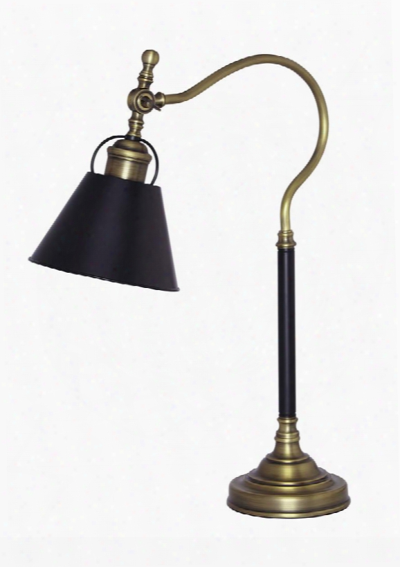 Arvid L734212 26" Metal Desk Lamp Upon Traditional Style Adjustable Shade And On-off Switch In Black And