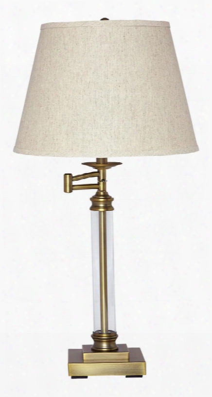 Arwel L734184 31" Table Lamp With Clear Glass And Metal Base 3-way Switch And Traditional Style In Antique