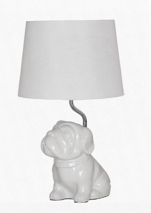 Avel L857s94 21" Ceramic Table Lamp With Pug Shape Base Modified Drum Shade And On-off Switch In