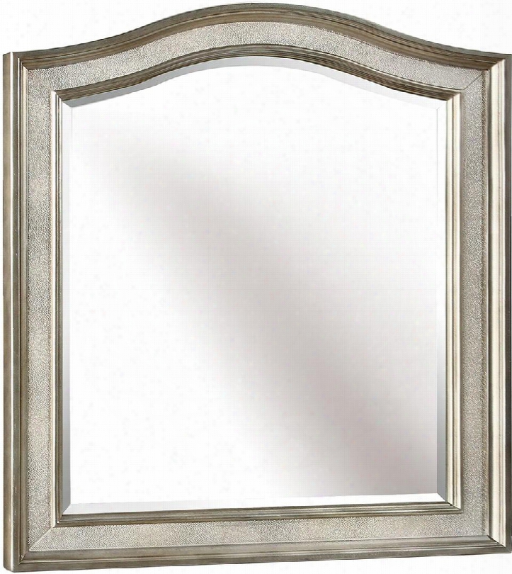 Bling Game 204188 36" X 40.5" Vanity Mirror With Arched Top Beveled Edge And Molded Frame In Metallic Platinum