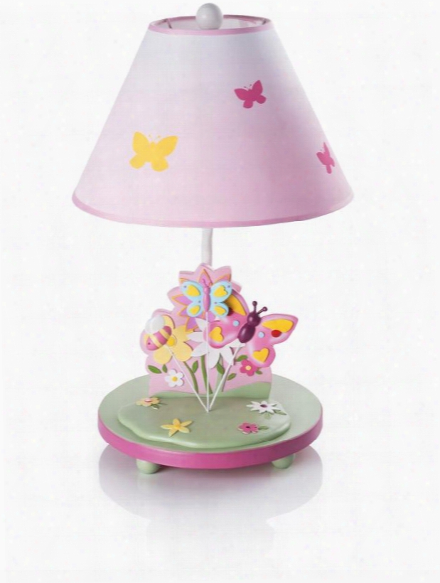 Buutterfly Buddies G86607 19" Table Lamp With Flower Design Hand Painted And Resin Base In Multi