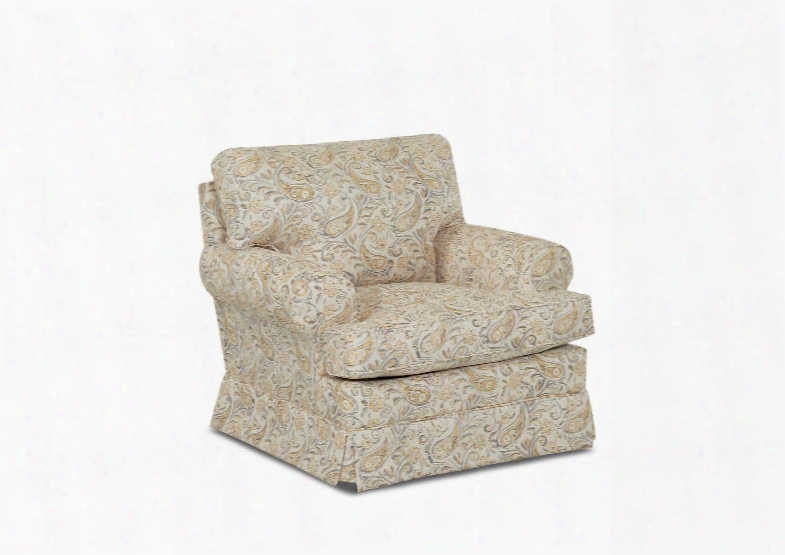 Cavalier Collection N-3-swgl-jd 38" Swivel Glider With Tailored Skirt Rolled Arms And T-shaped Seat Cushions In Joule