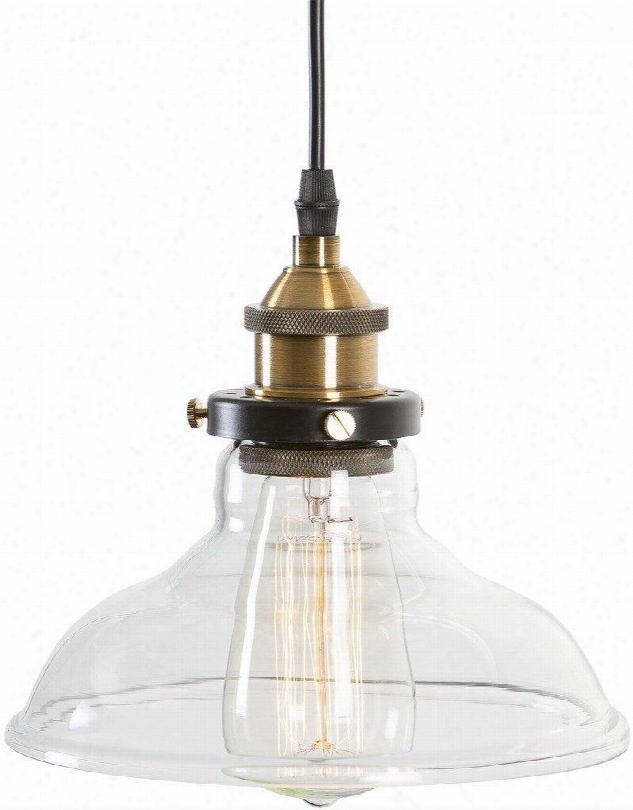 Clarkson Collection Ls-c101 8" Pendant Lamp With Clear Glass Led Light Compatible Iron And Aluminum Material In Matte Black And Bronze