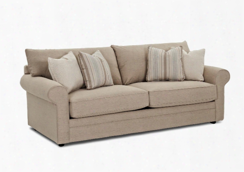 Comfy 36330-s-lh-mm-gp 89" Sofa With Rolled Arms Unattached Back Cushions And Welt Details In Lucas Hemp And Pillows In Mayley