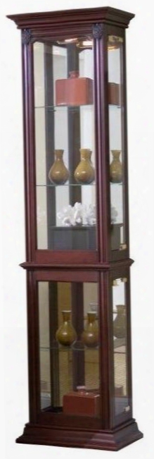 D022004 18" Curio Cabinet With 3 Glass Shelves Right Side Entry Carved Medallions Interior Lighting And Brass Finished Hardware In Gallery Iii