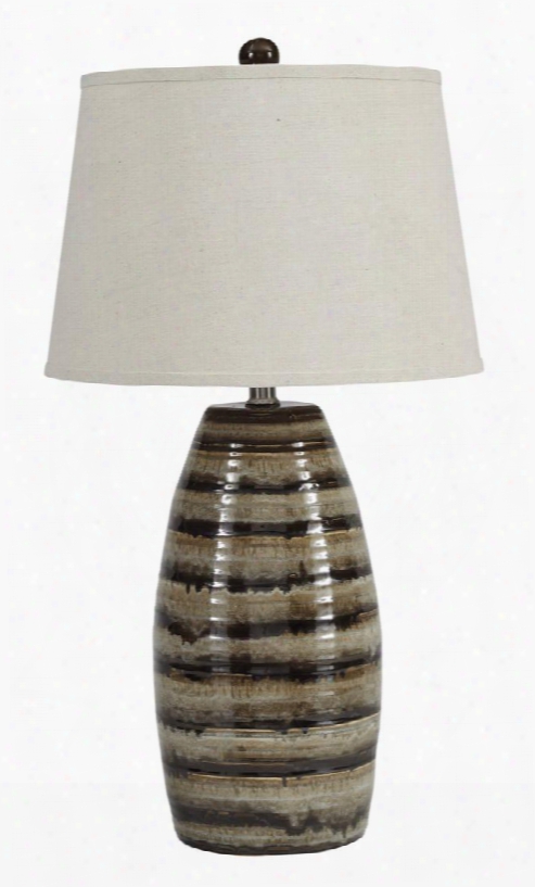 Darlon L100514 30" Table Lamp With Reactive Glazed Ceramic Hardback Shade 3-way Switch And Contemporary Style In