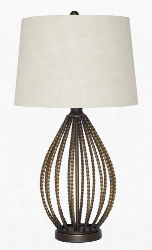 Darrius L207034 32" Table Lamp With Bronze Finished Metal Hardback Shade 3-way Switch And Contemporary Stylle In