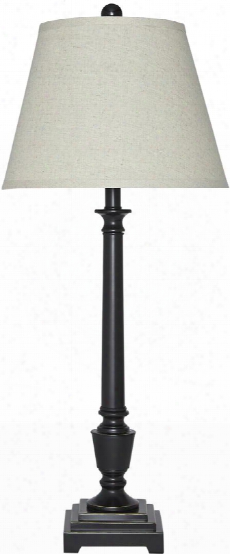 Darshan L207044 34" Metal Table Lamp With Tiered Metal Base 3-way Switch And Traditional Style In Bronze