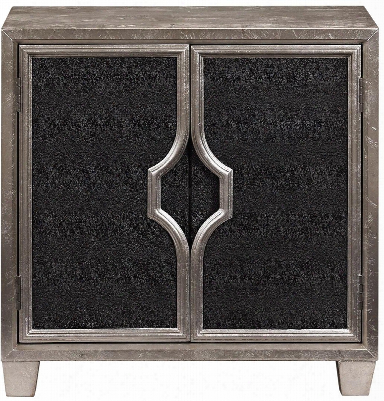 Ds-2497-850 28" Glam Door Chest With Molding Detail Beveled Edge And Tapered Legs In