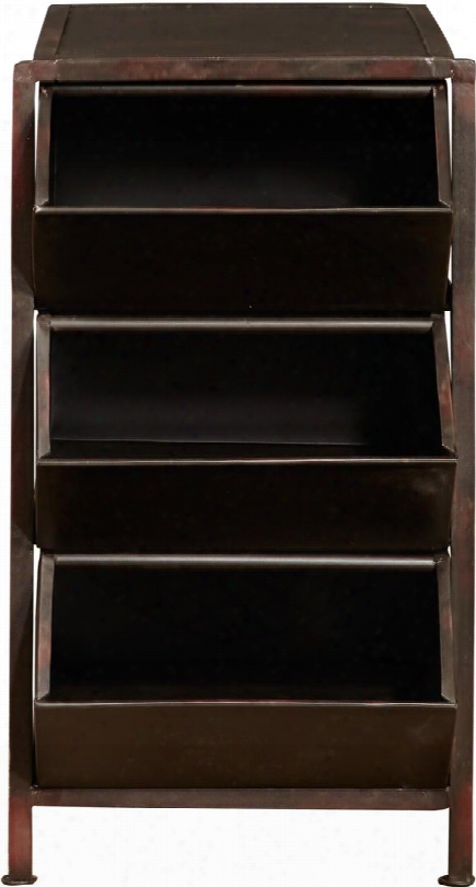 Ds-a163-902 18" Handmade Metal Open Drawer Console With Three Open Tray Vintage Styled Drawers In