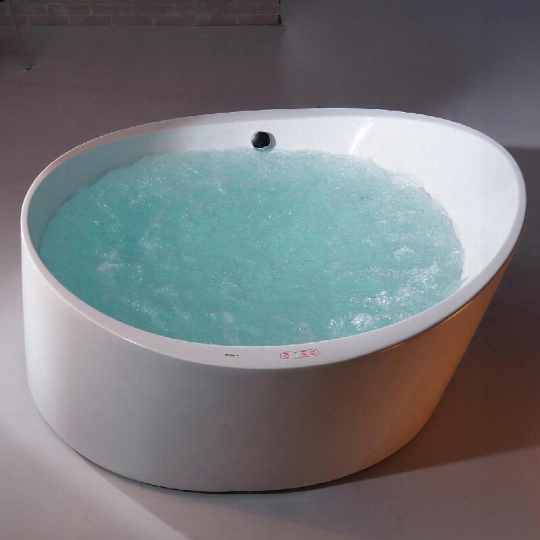 Eago Am2130 66" Round Free Standing Air Bubble Bathtub With Acrylic Air Blower Motor And Multi Color Led Lights In