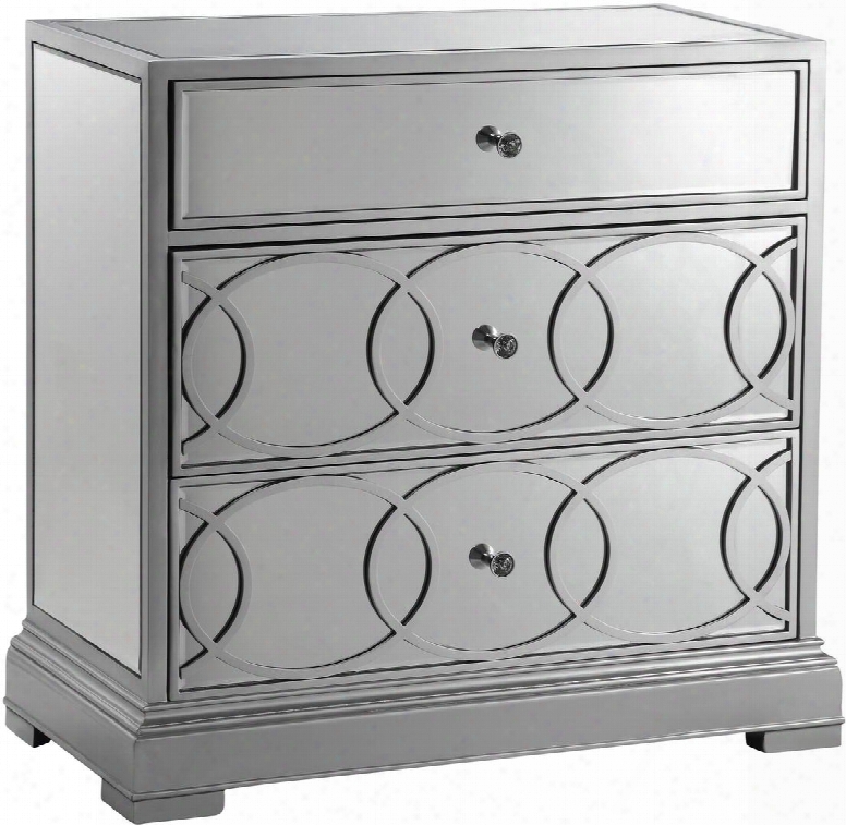 Emporia 12615 32.25" 3-chest With Beveled Mirror Hand Painted And Circle Fretwork In