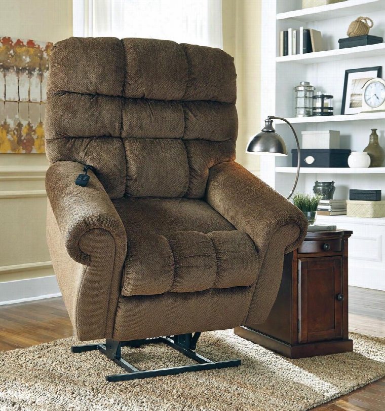 Ernestine 9760212 Power Lift Recliner With Rolled Arms Dual Motor Design And Stitching Details In