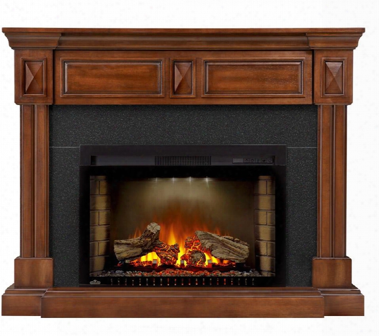 Essential Series Nefp29-1215bw 50" Braxton Mantel Package With Cinema Og 29" Fireplace Insert Included Night Light Black Granite Styled Surround Hidden